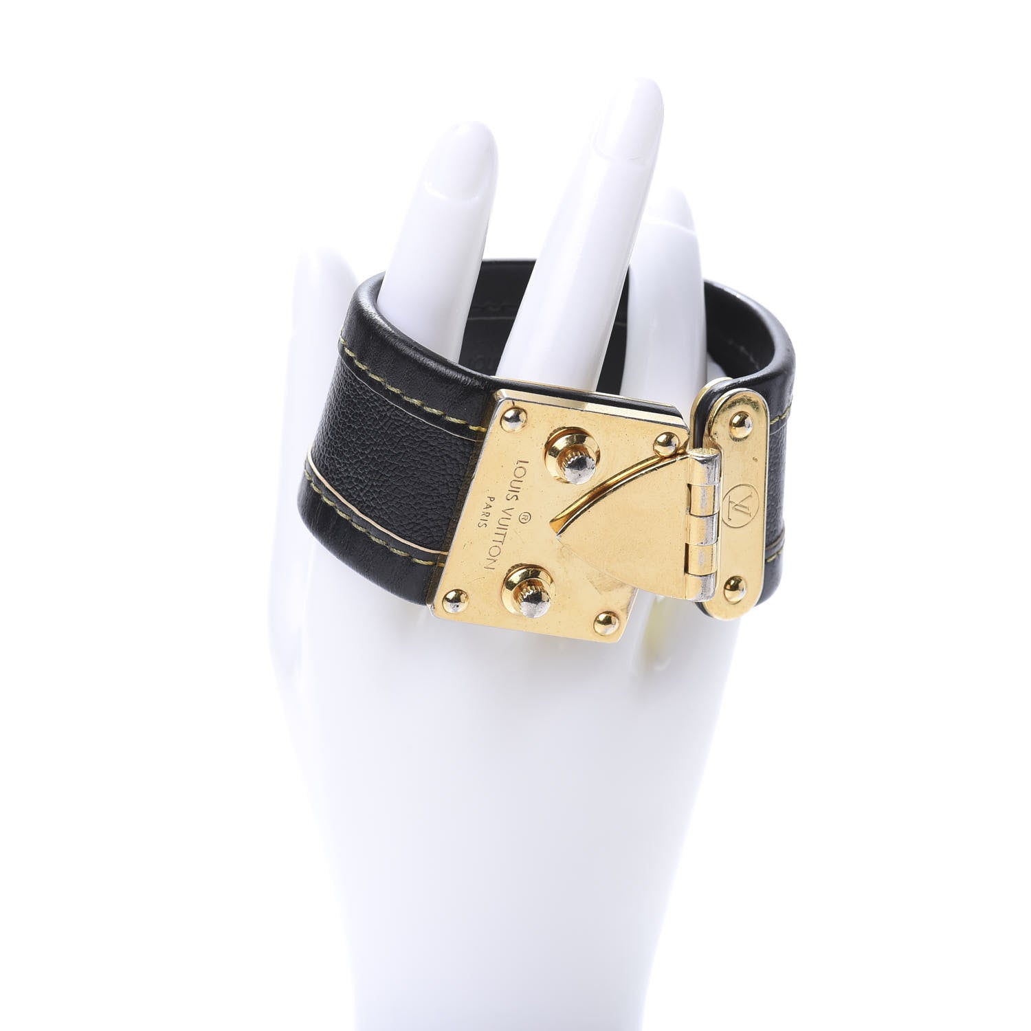 Louis Vuitton Chevre Suhali S Lock Bracelet Medium Black 2 of 4