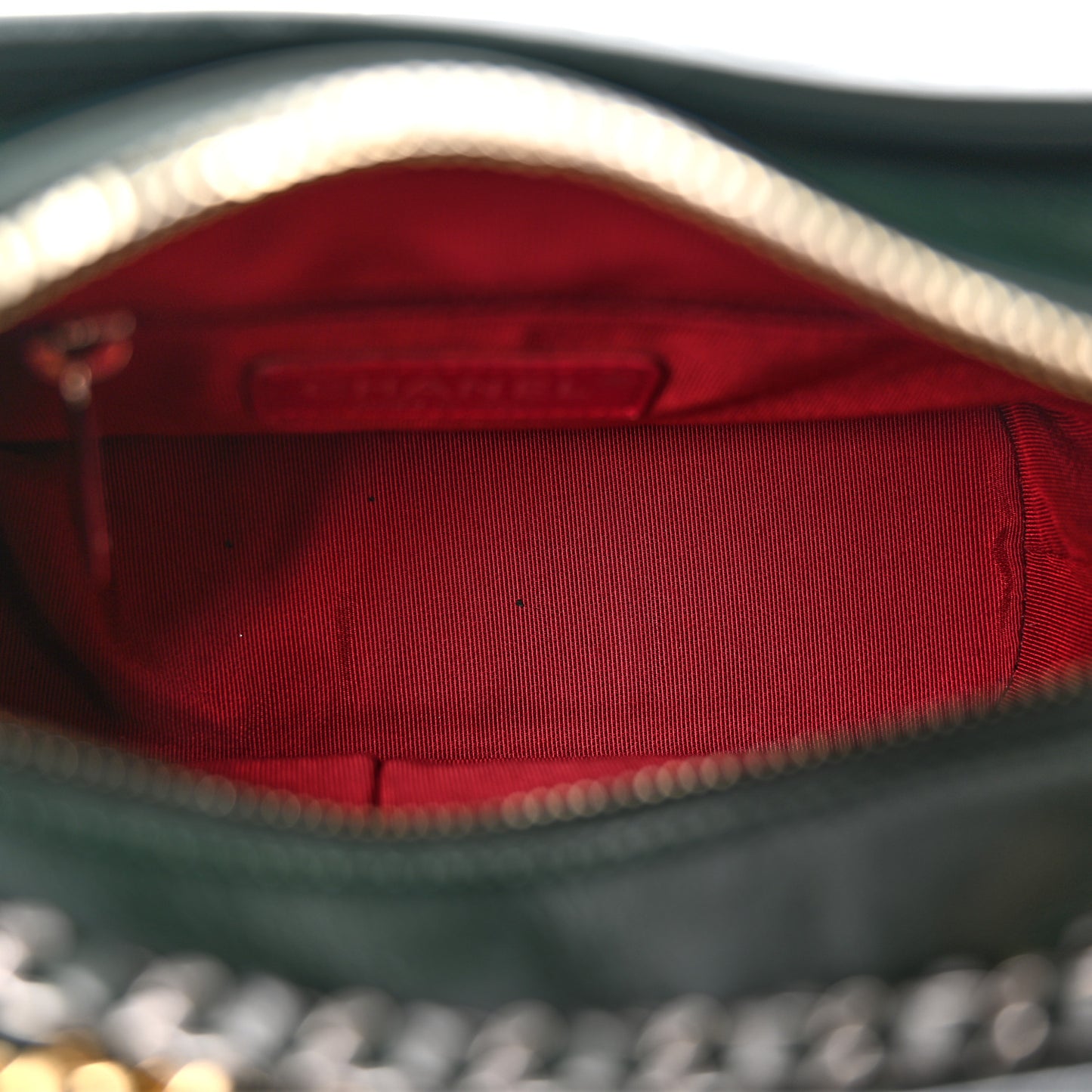 Aged Calfskin Quilted Small Gabrielle Hobo Dark Green