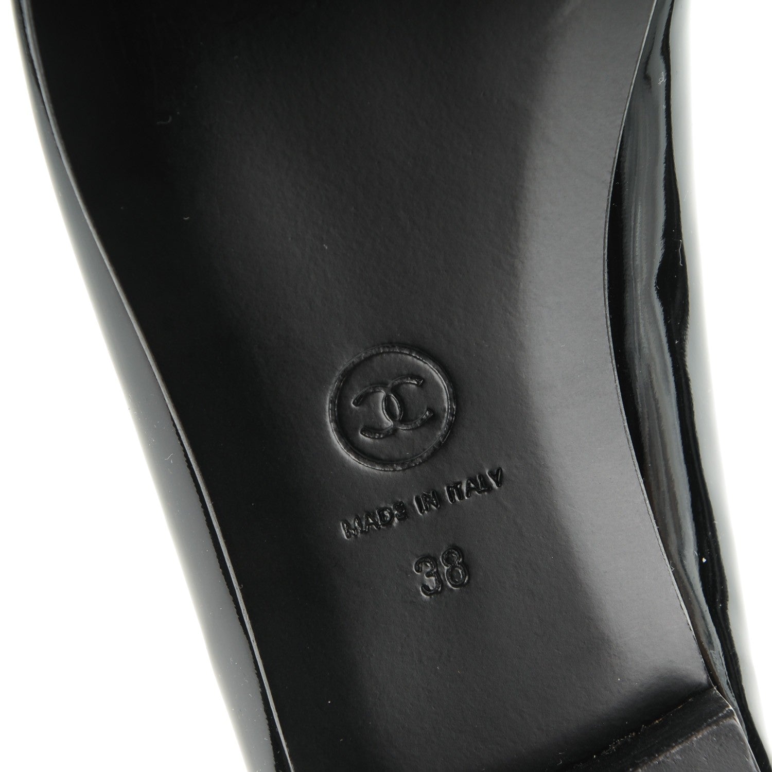 Chanel Patent CC Cap Toe Ballerina Flats 38 Black 6 of 7