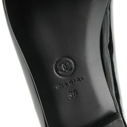 Chanel Patent CC Cap Toe Ballerina Flats 38 Black 6 of 7