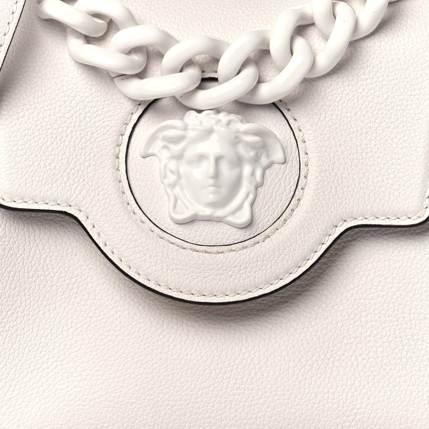 Versace Grained Calfskin Small La Medusa Top Handle Bag White 7 of 9