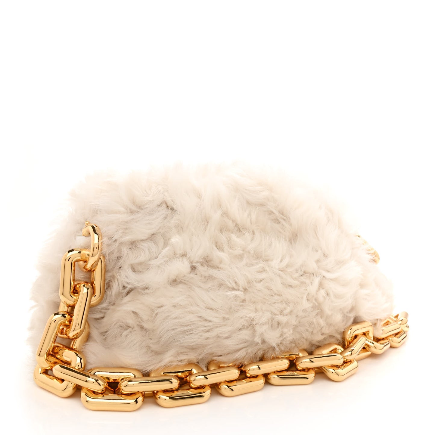 Shearling Lambskin The Pouch Chain White