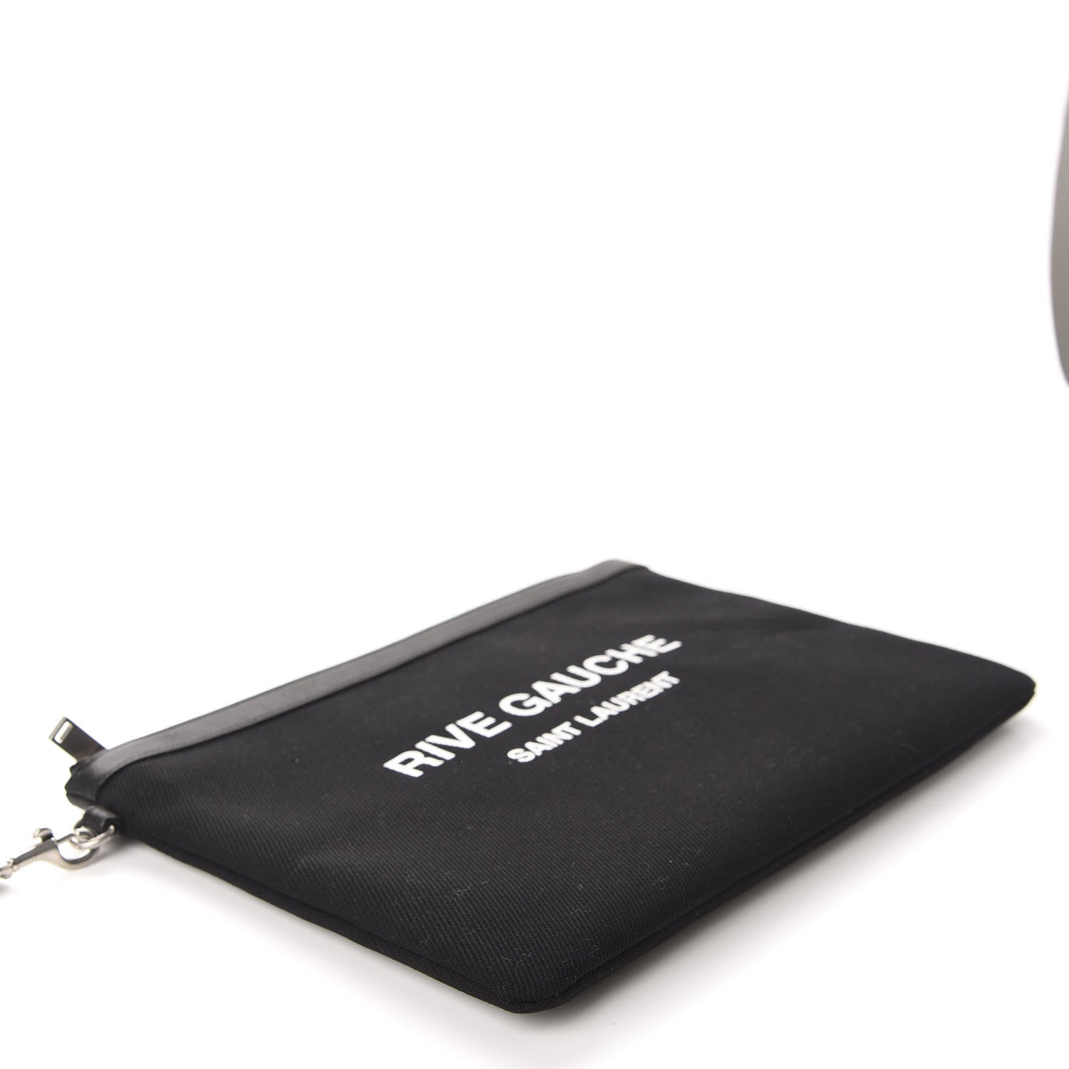 Saint Laurent Linen Canvas Rive Gouche Zipped Pouch Black 4 of 8