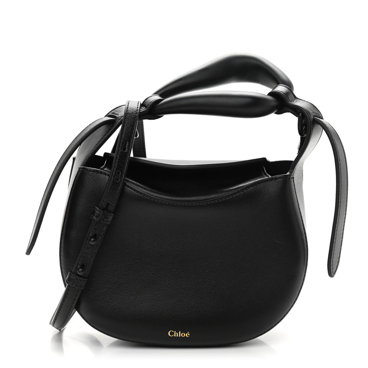 Small Grain Calfskin Kiss Bag Black
