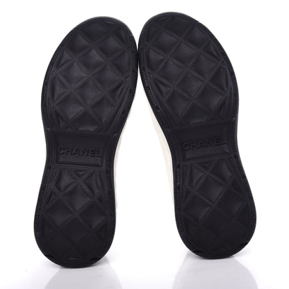 Chanel Velvet Calfskin Mixed Fibers CC Sneakers 38 White Black 6 of 11
