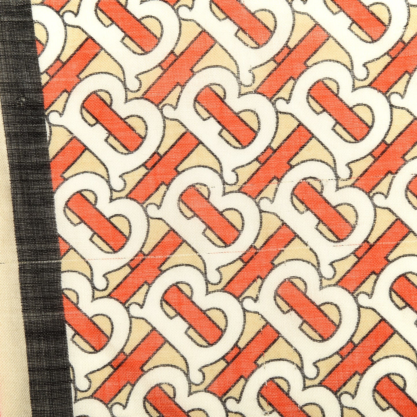 Wool Silk Icon Stripe Monogram TB Print Scarf Vermillion