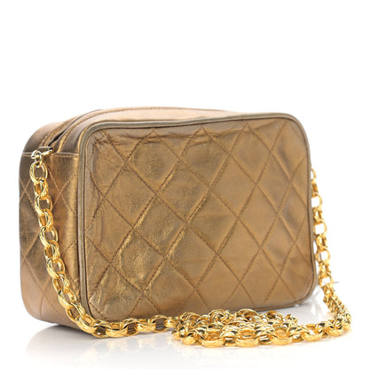 Chanel Metallic Lambskin Quilted Tassel Camera Case Gold 2 of 9