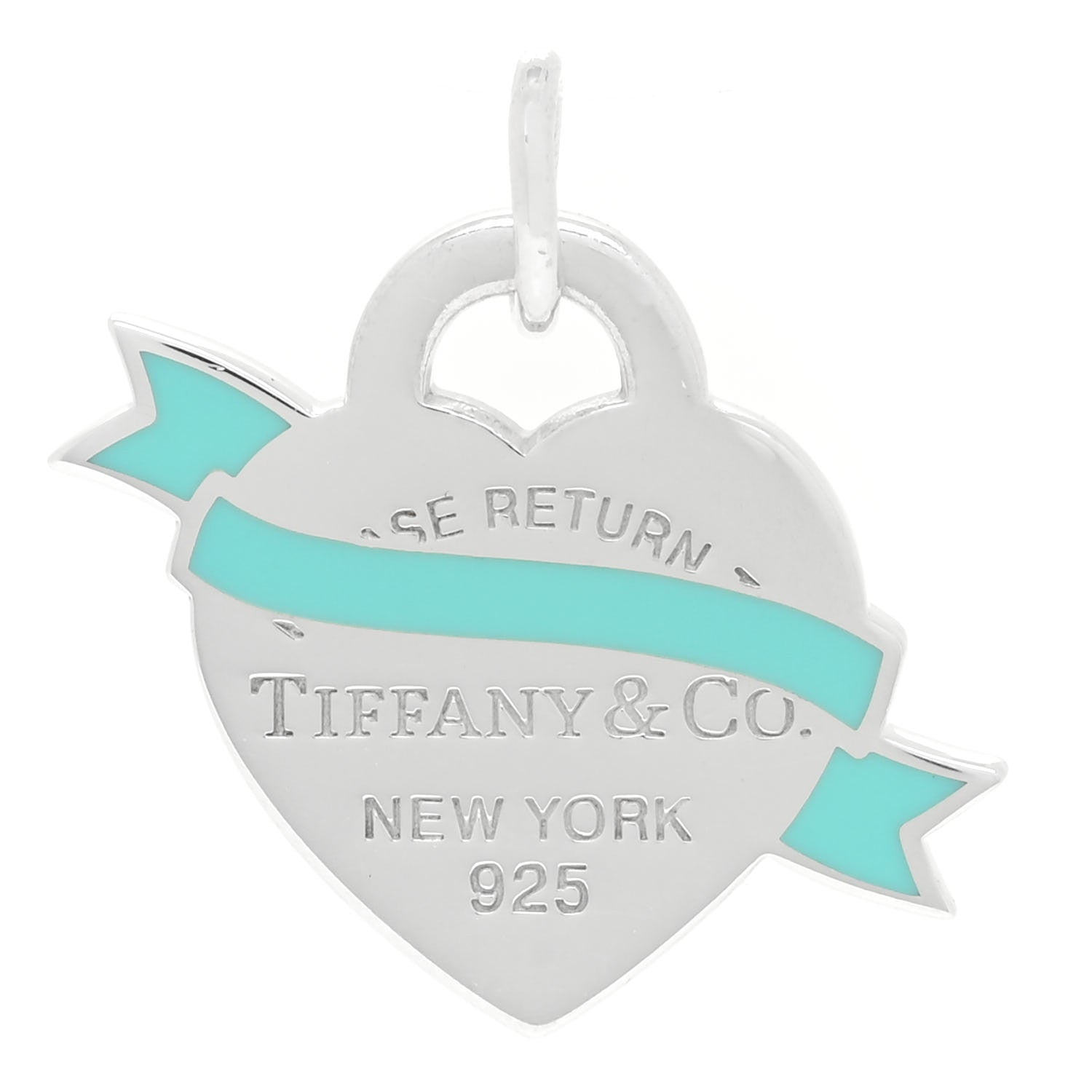 Tiffany Sterling Silver Enamel Return To Tiffany Heart Ribbon Charm Blue 1 of 3