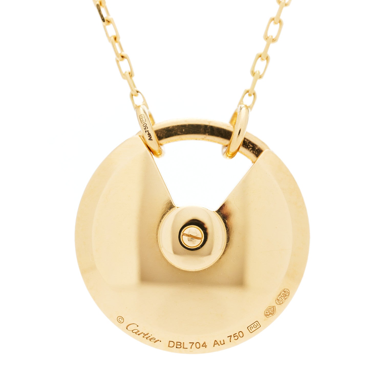 Cartier 18K Yellow Gold Diamond Mother of Pearl SM Amulette de Cartier Pendant Necklace 4 of 5