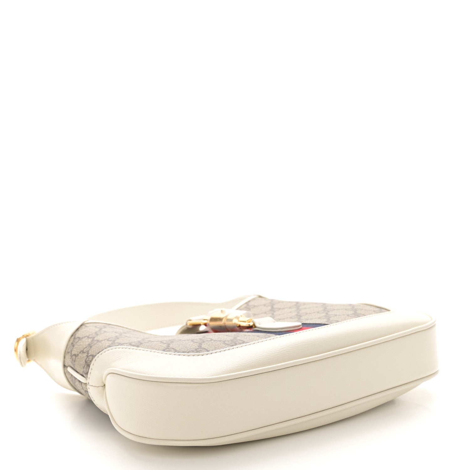 Gucci GG Supreme Monogram Azalea Calfskin Web Small Jackie 1961 Hobo Beige Ebony Mystic White 4 of 11