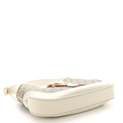 Gucci GG Supreme Monogram Azalea Calfskin Web Small Jackie 1961 Hobo Beige Ebony Mystic White 4 of 11