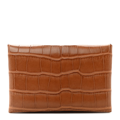 Hermes Matte Alligator Calvi Card Case Gold 1 of 9
