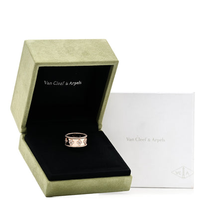 Van Cleef & Arpels 18K Rose Gold Diamond Medium Perlee Clovers Ring 56 7.75 5 of 5