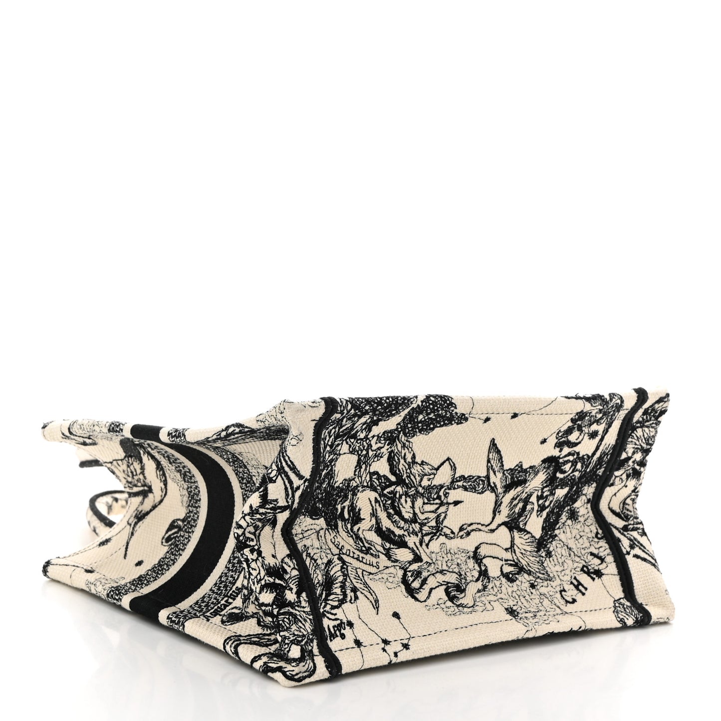 Canvas Embroidered Small Zodiac Toile De Jouy Book Tote Latte