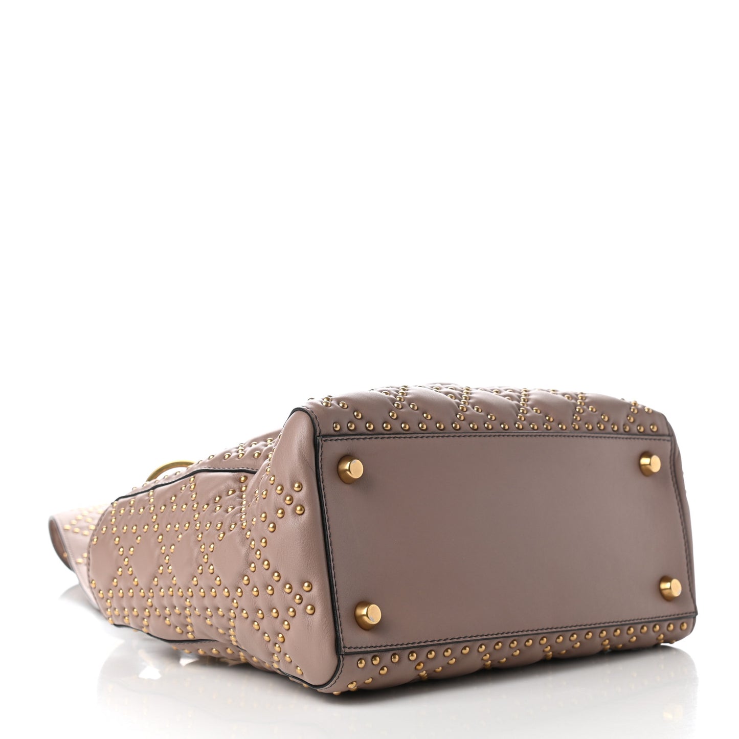 Calfskin Cannage Studded Medium Supple Lady Dior Light Pink
