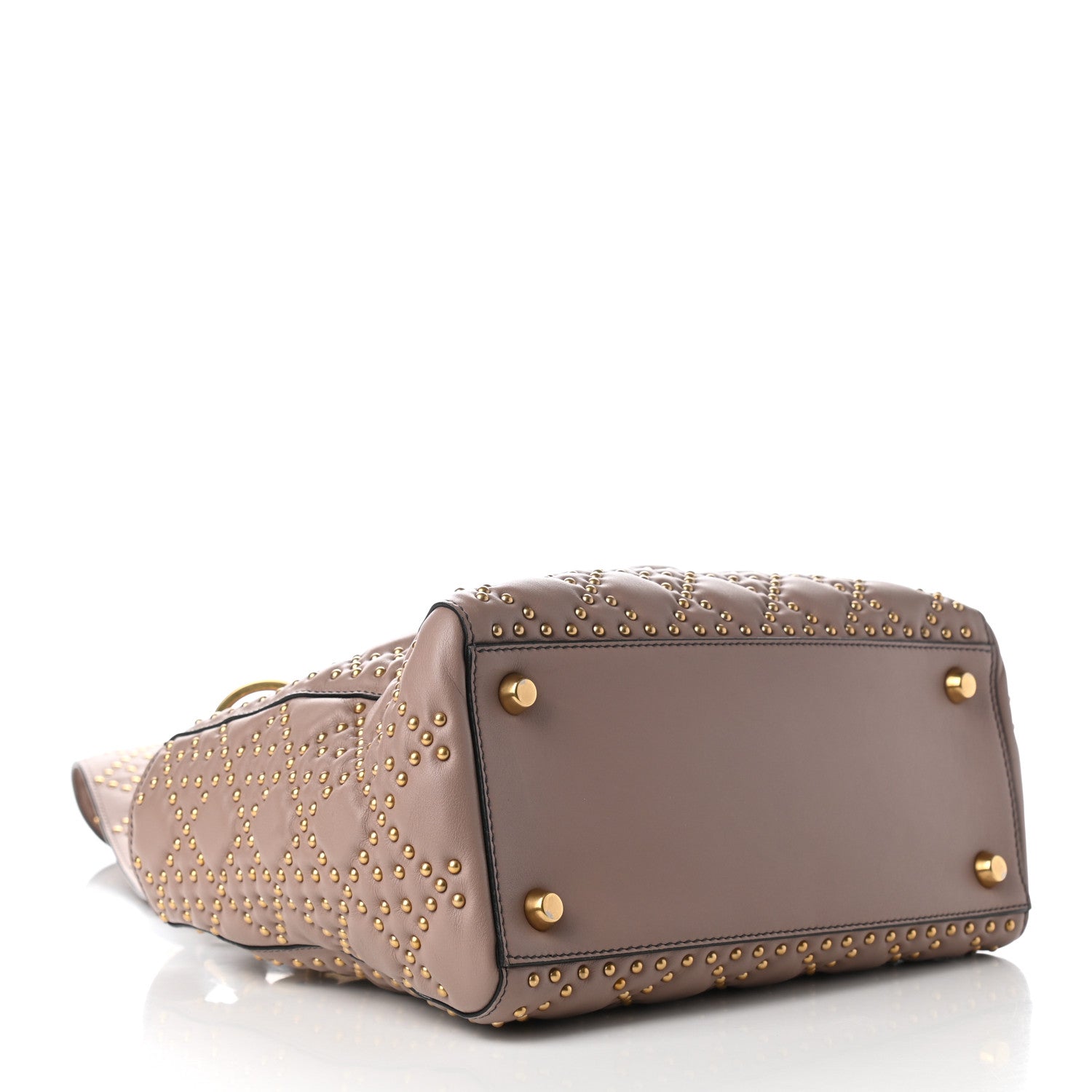 Christian Dior Calfskin Cannage Studded Medium Supple Lady Dior Light Pink 4 of 10