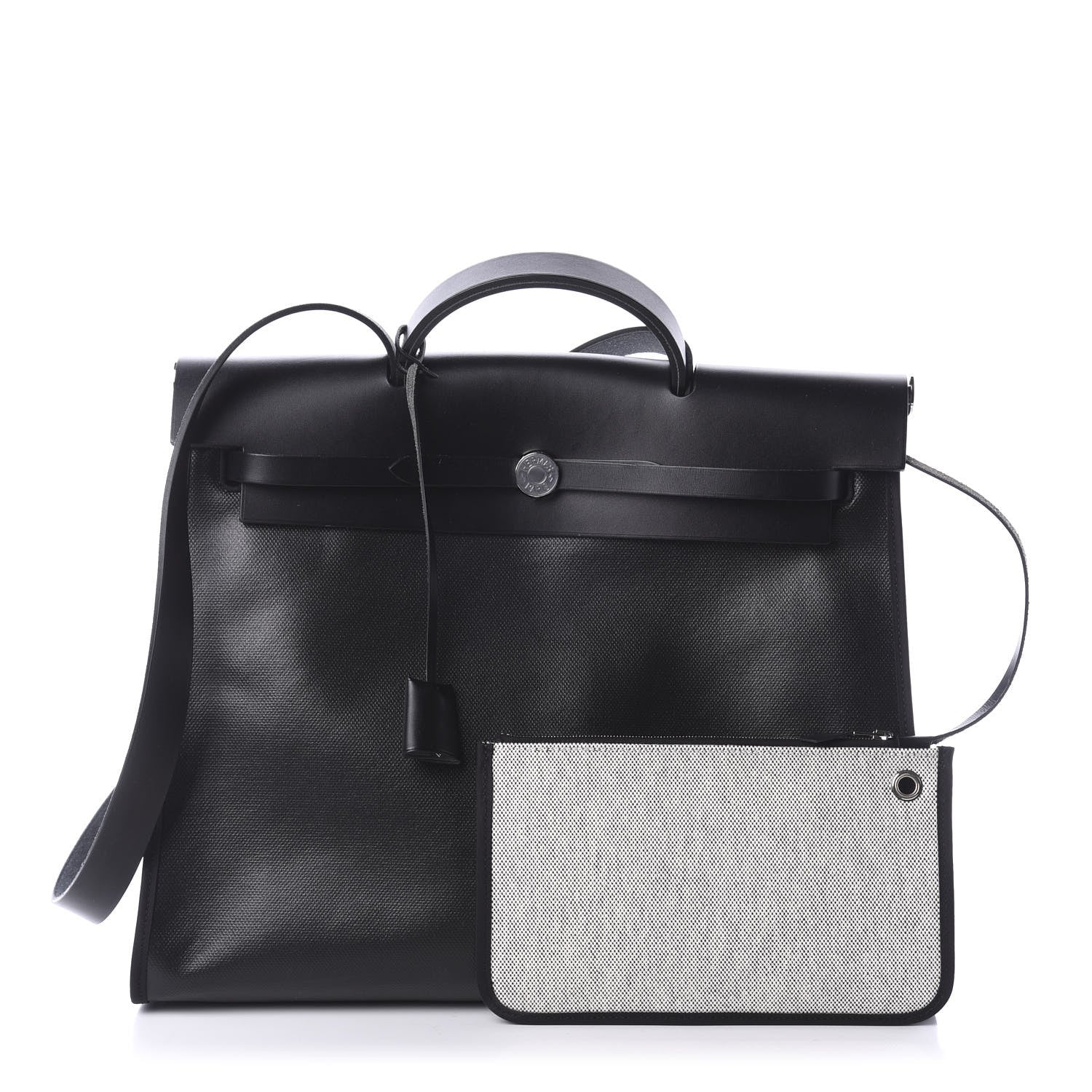Hermes Toile H Berline Vache Hunter Herbag Zip 39 MM Black Ecru 1 of 8