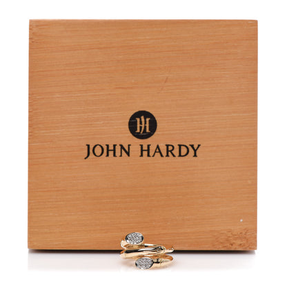 John Hardy 18K Yellow Gold Diamond Bamboo Double Coil Ring 54 7 8 of 8