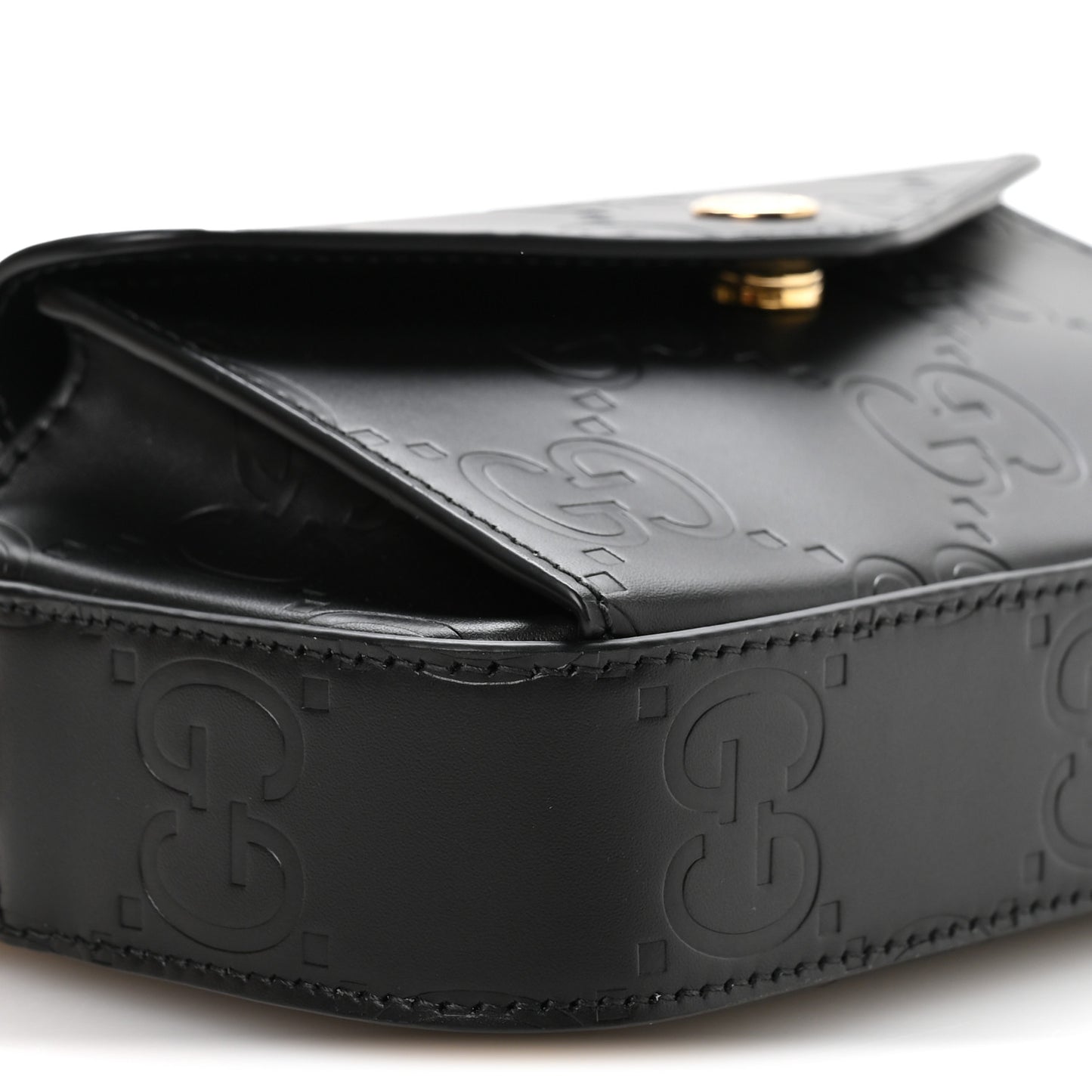 Calfskin GG Super Mini Debossed Chain Wallet Black