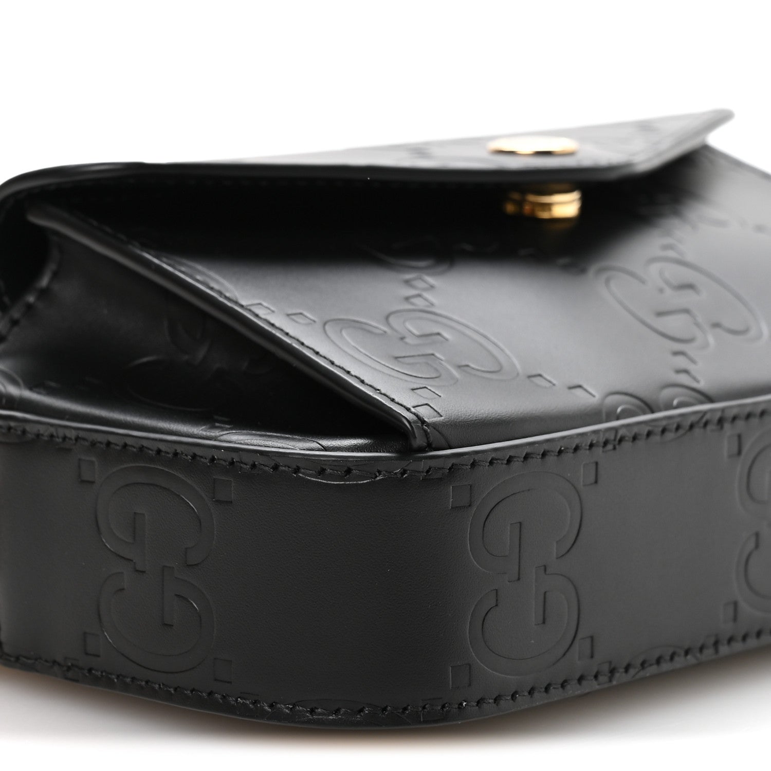 Gucci Calfskin GG Super Mini Debossed Chain Wallet Black 9 of 11