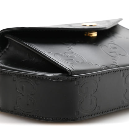 Gucci Calfskin GG Super Mini Debossed Chain Wallet Black 9 of 11
