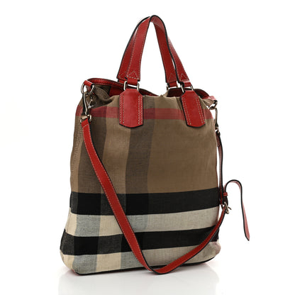 Burberry Canvas Mega Check Medium Tottenham Brit Tote Cadmium Red 3 of 13