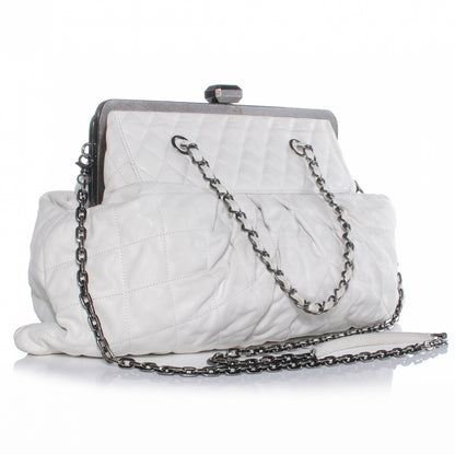 Chanel Iridescent Calfskin Chic Quilt Frame Tote White 3 of 7
