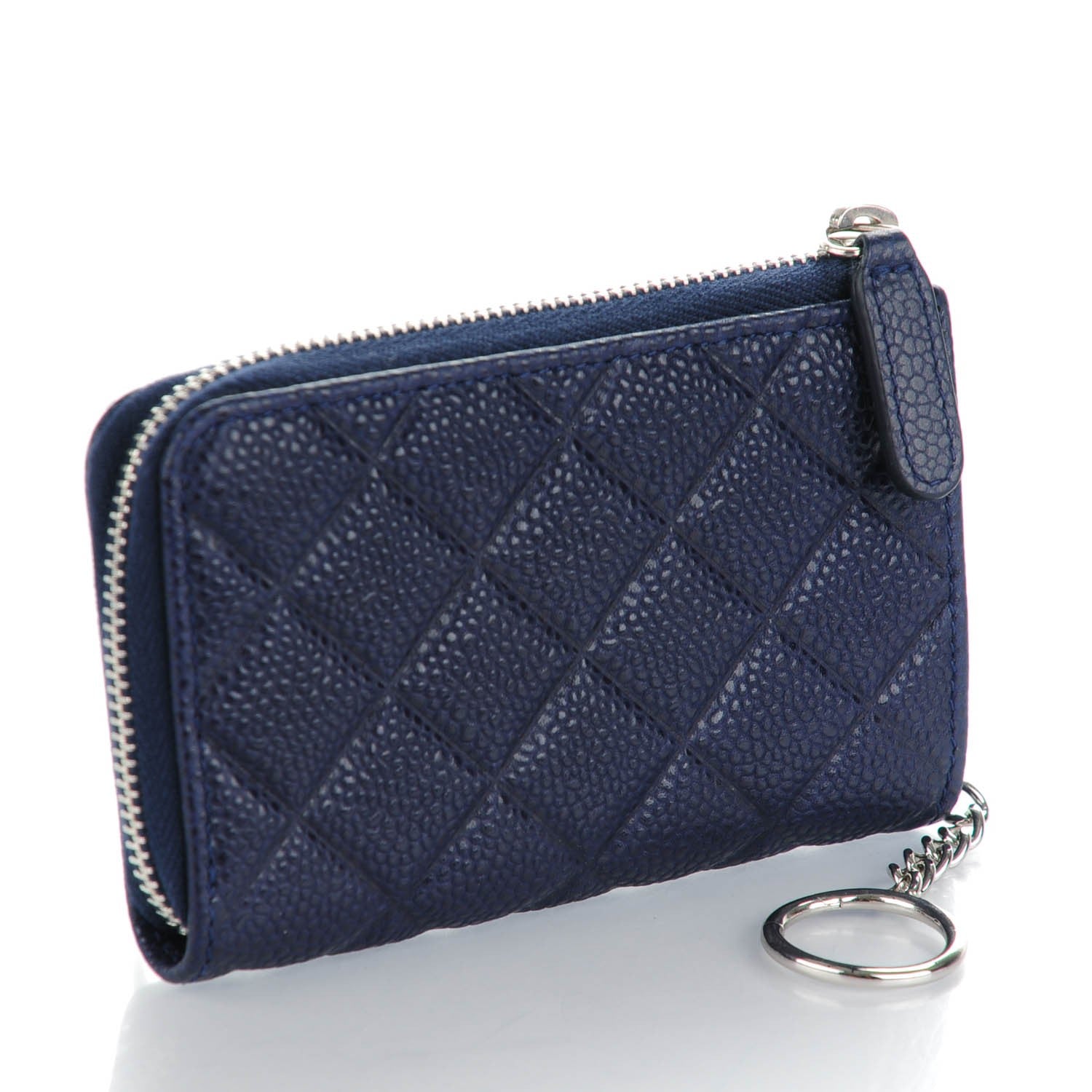 Chanel Caviar Quilted Diamond CC Key Holder Case Dark Navy 3 of 7