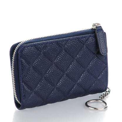 Chanel Caviar Quilted Diamond CC Key Holder Case Dark Navy 3 of 7