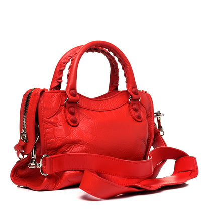 Balenciaga Matte Goatskin Rubber Covered Classic Hardware Mini City Rouge Coquelicot Rouge Braise 3 of 9