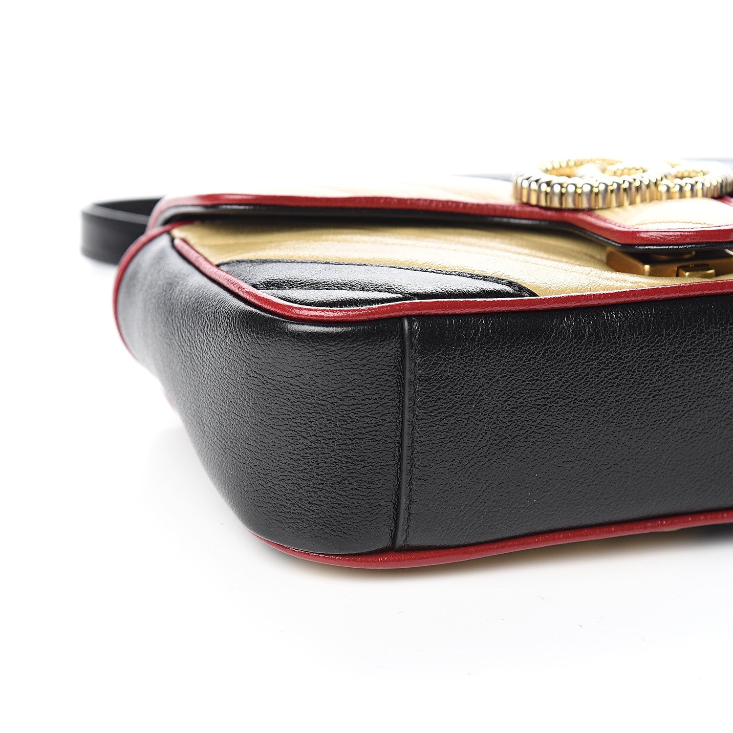 Gucci Azalea Calfskin Matelasse Diagonal Patchwork Mini Torchon GG Marmont Shoulder Bag Black Beige Romantic Cerise 7 of 9