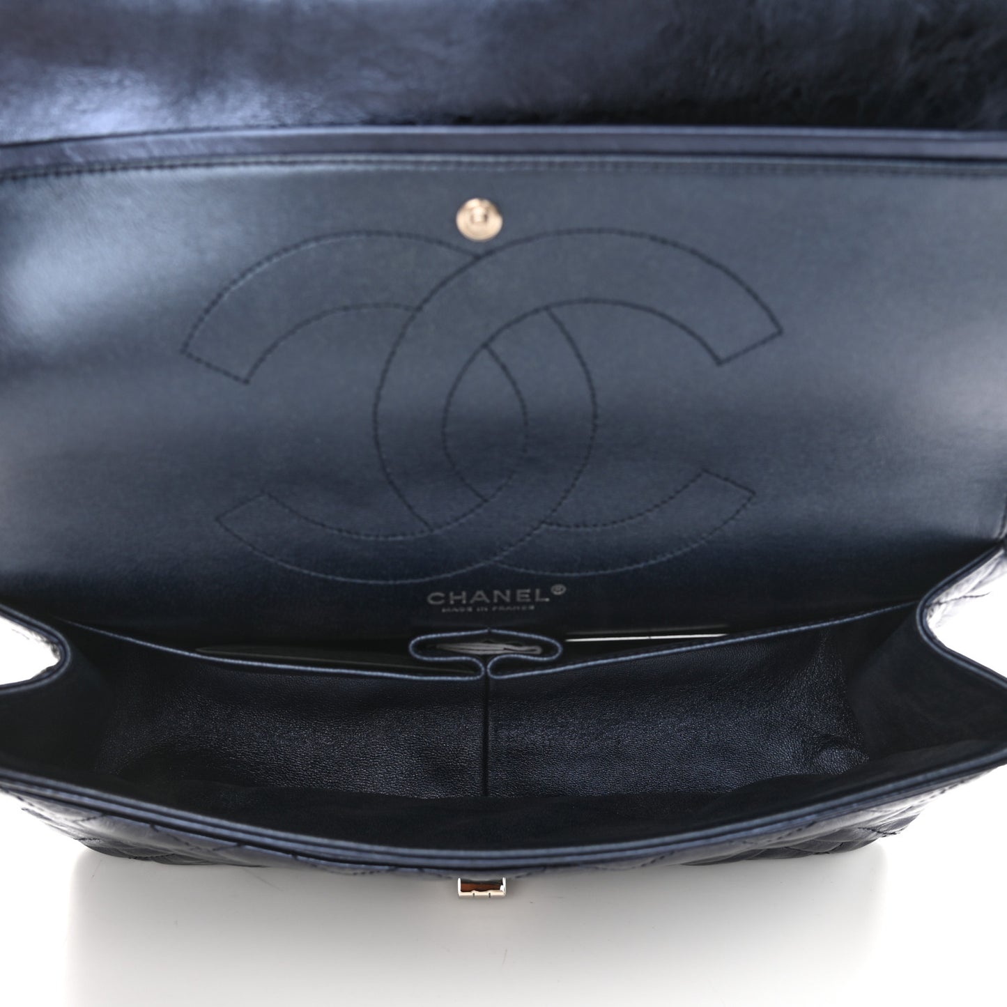Metallic Aged Calfskin Quilted 2.55 Reissue 227 Flap Dark Navy Blue