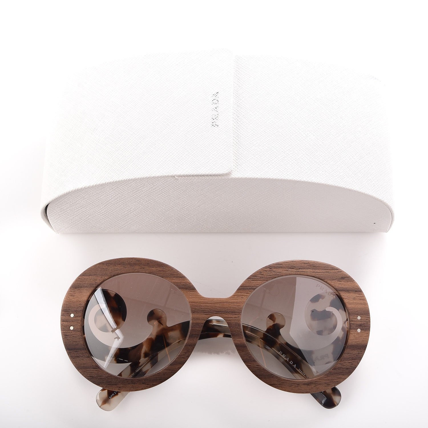 Prada Wooden Baroque Sunglasses SPR 27R Nut Canaletto 8 of 8