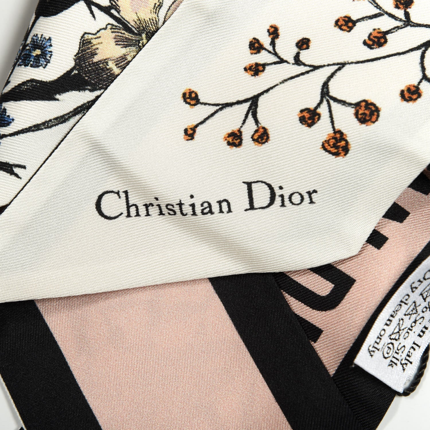 Christian Dior Silk Rosa Mutabilis Mitzah Scarf Beige 3 of 3