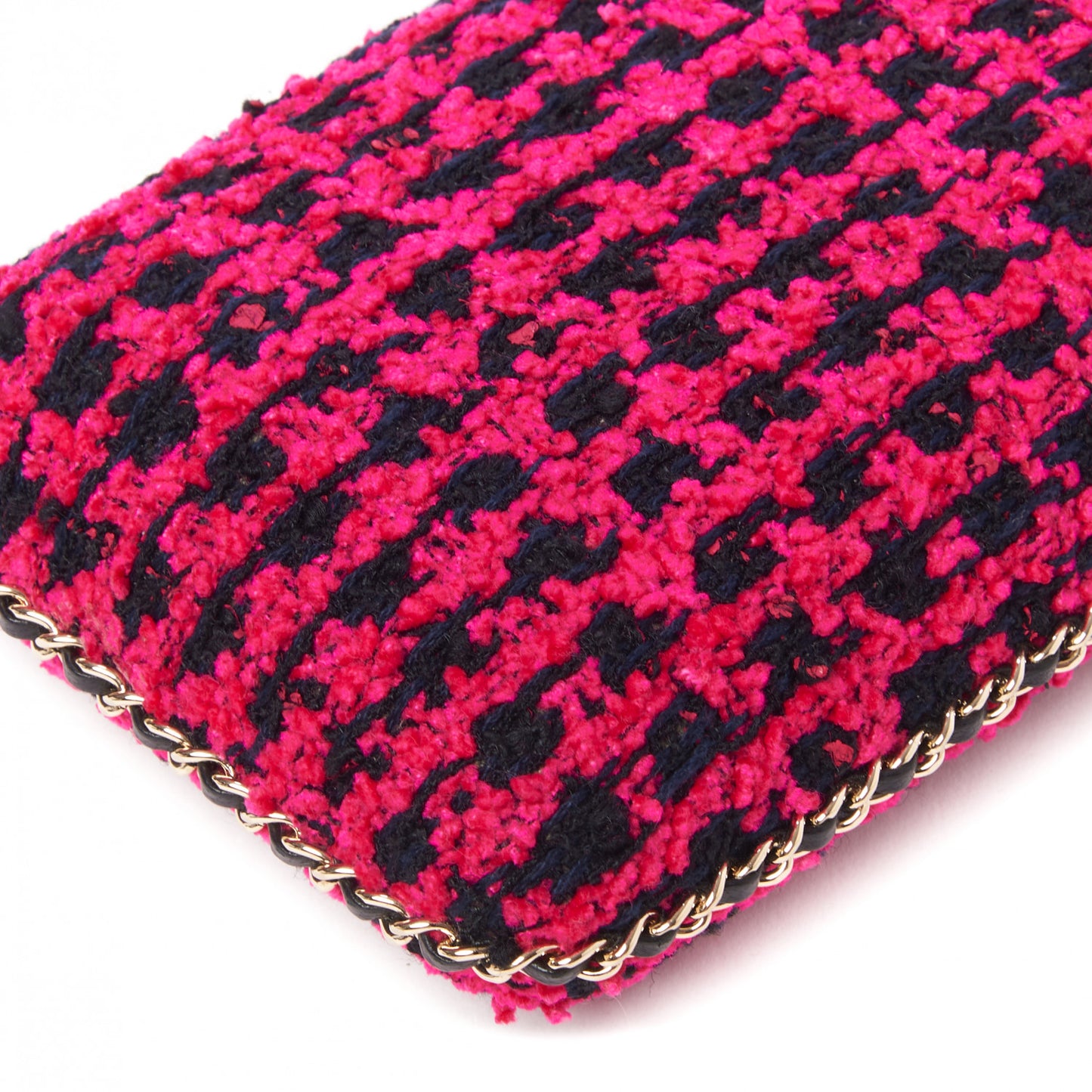 Tweed Chain Around Phone Holder Pink