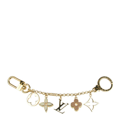 Louis Vuitton Brass Enamel Fleur De Monogram Bag Charm Chain Gold 1 of 5