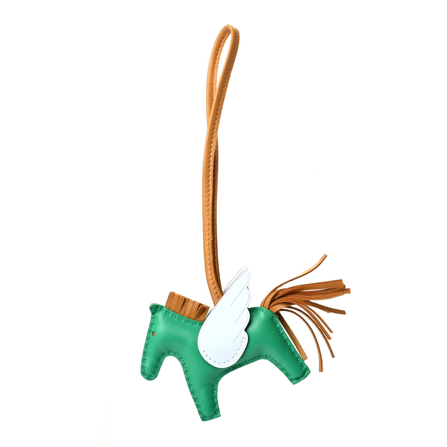 Hermes Milo Lambskin Grigri Rodeo Pegase Horse Bag Charm PM Menthe Sesame Bleu Brume 2 of 9