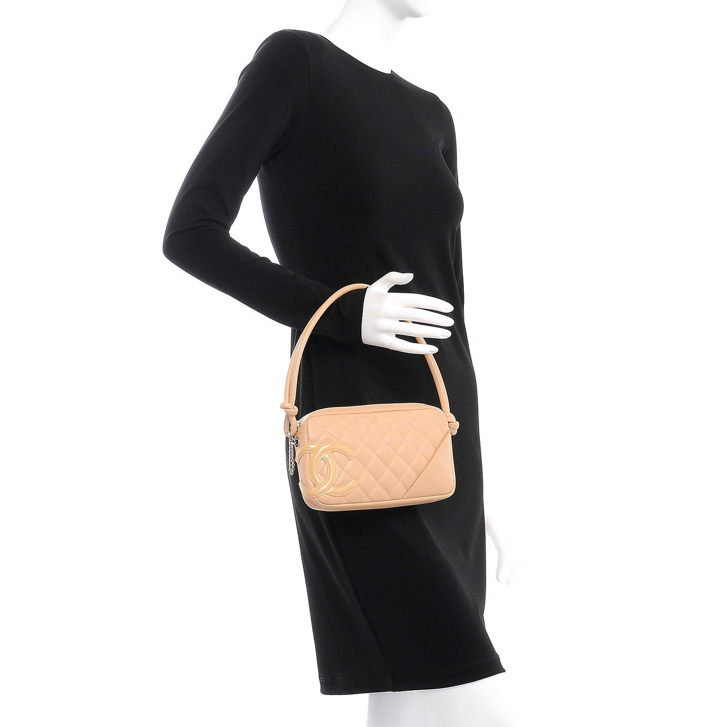Calfskin Quilted Cambon Pochette Beige