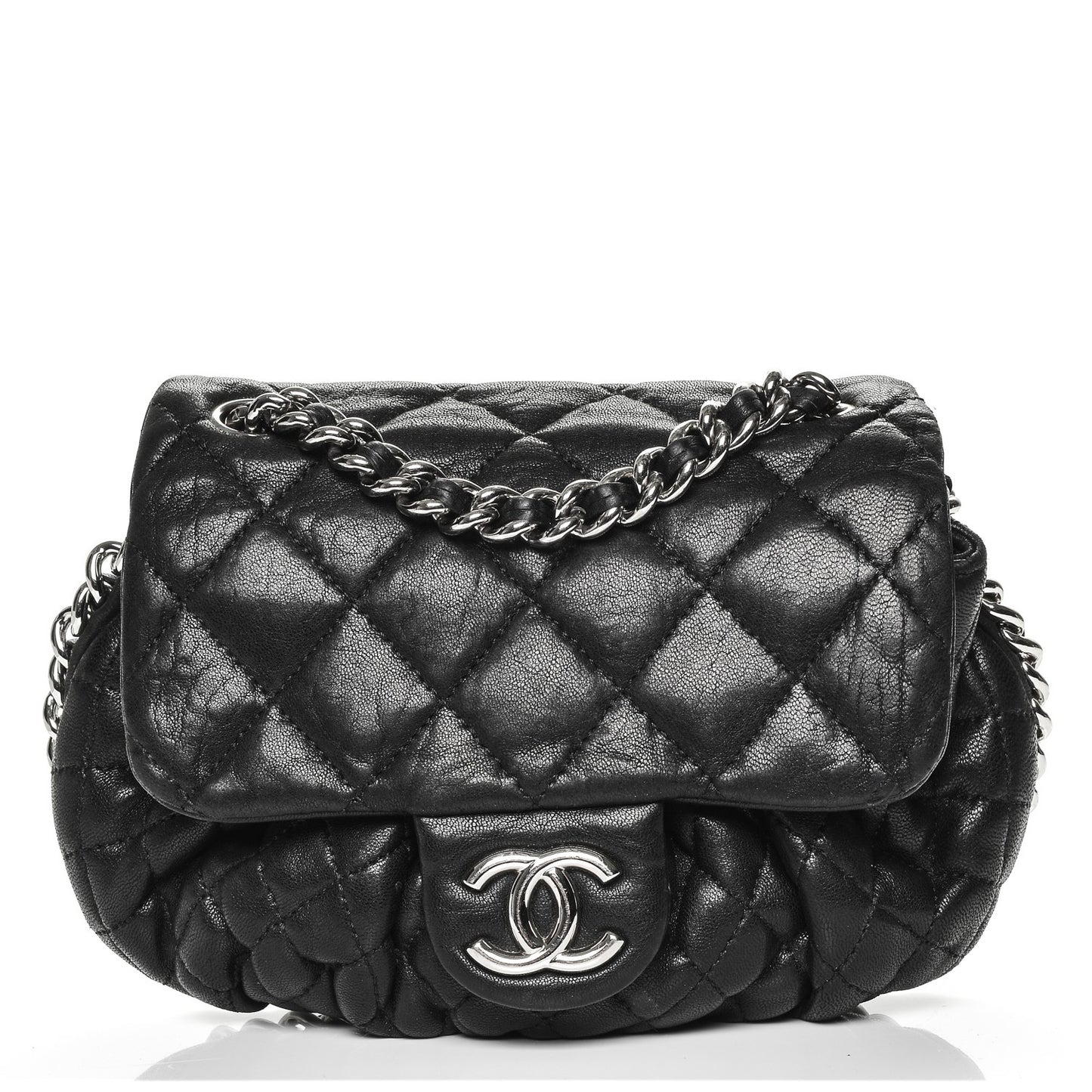 Washed Lambskin Mini Chain Around Messenger Black