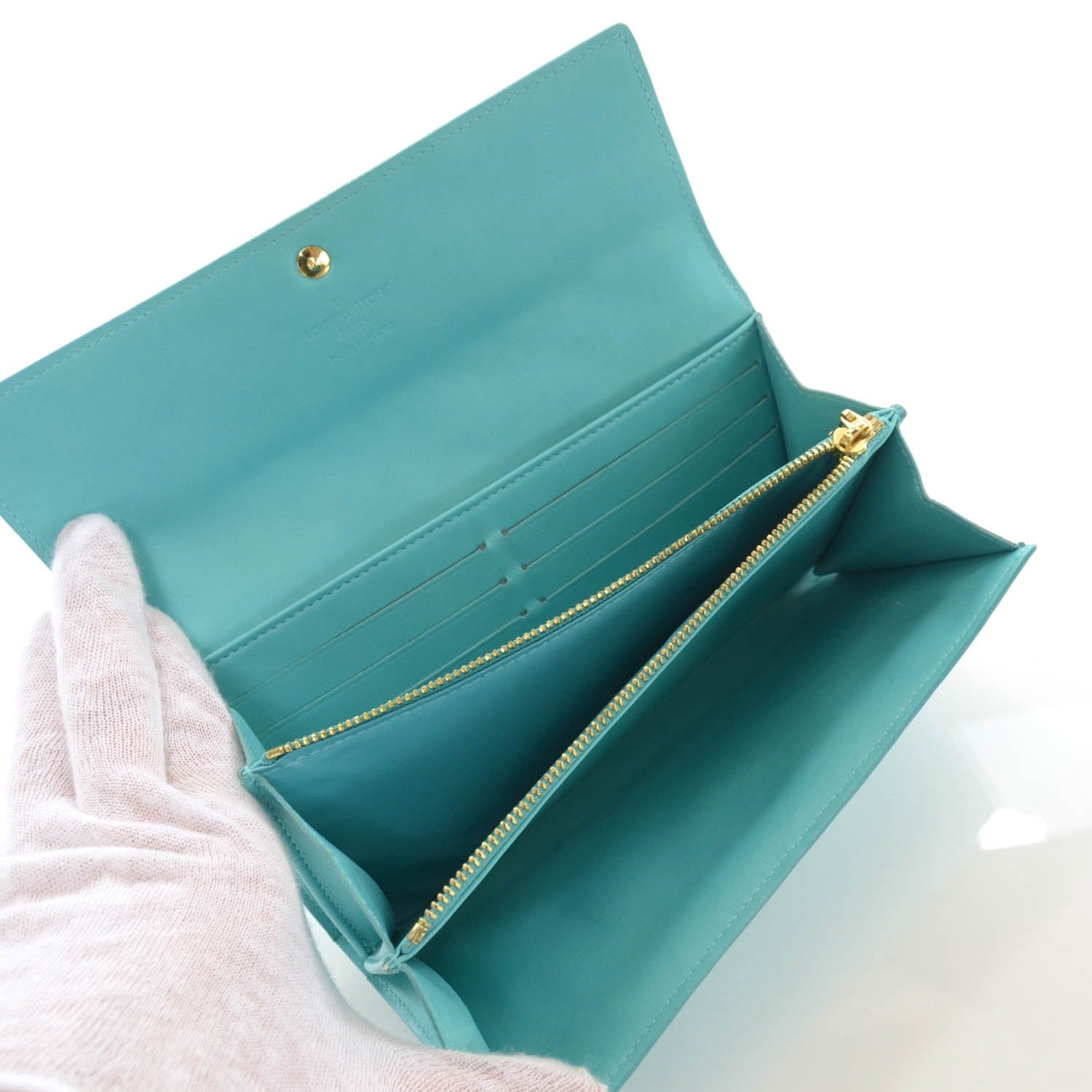 Louis Vuitton Vernis Sarah Wallet Blue Lagon 5 of 7