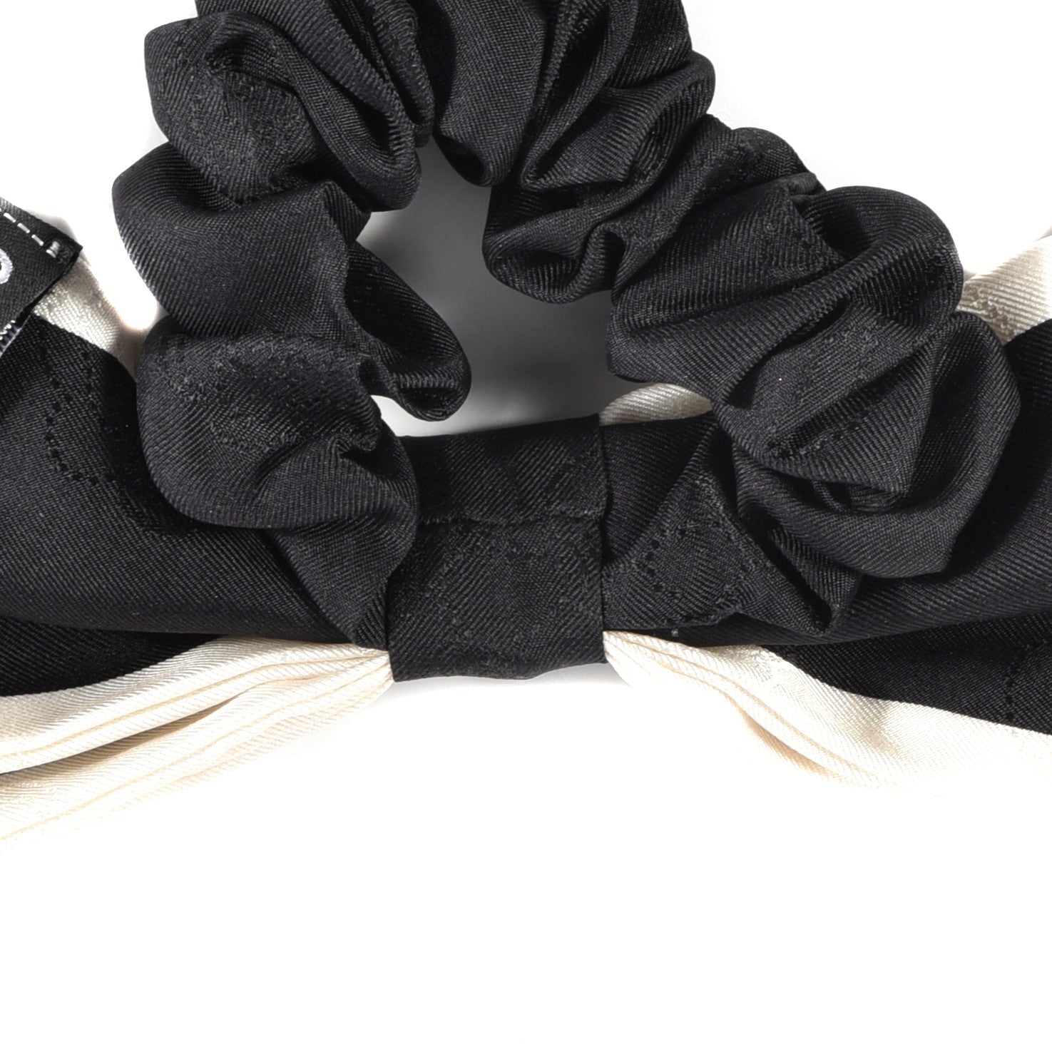 Chanel Silk Hair Tie Black Ivory 3 of 4