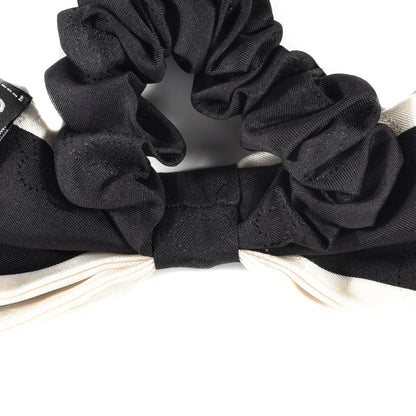 Chanel Silk Hair Tie Black Ivory 3 of 4