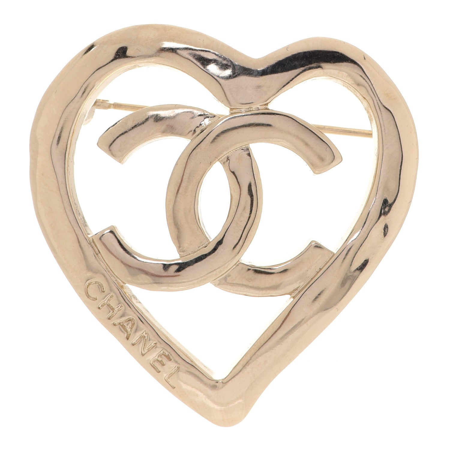 Chanel Metal CC Heart Coco In Love Brooch Gold 1 of 5