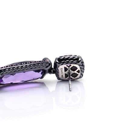 David Yurman Darkened Sterling Silver Amethyst Pink Sapphire Chatelaine Drop Earrings 6 of 7