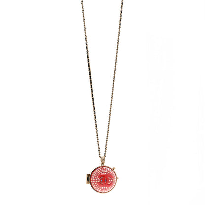 Chanel Resin Lambskin CC Ball Pendant Necklace Gold Pink 1 of 5