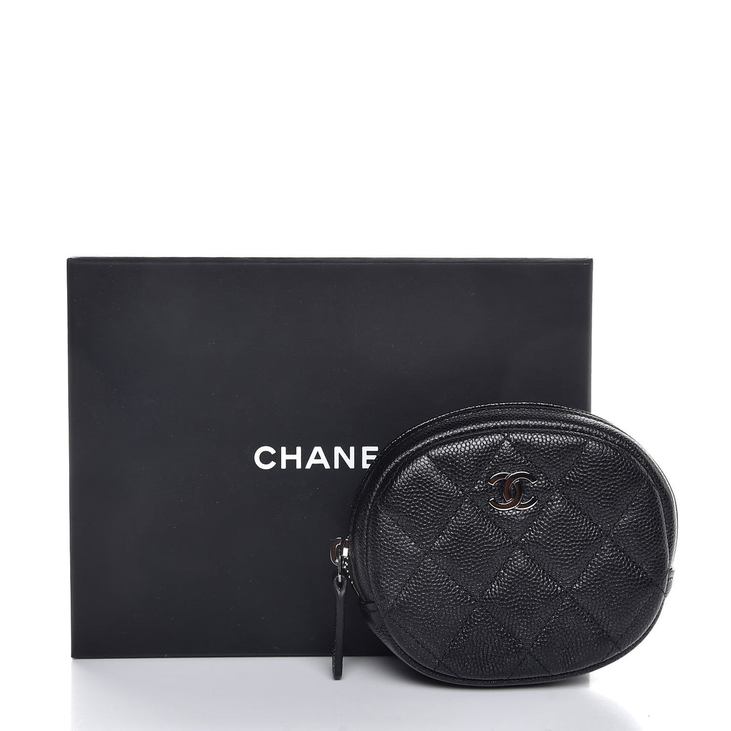 Iridescent Caviar Quilted Zip Around Classic Coin Purse Black