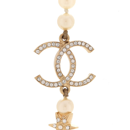 Chanel Pearl Crystal CC Star Long Necklace Gold 4 of 5