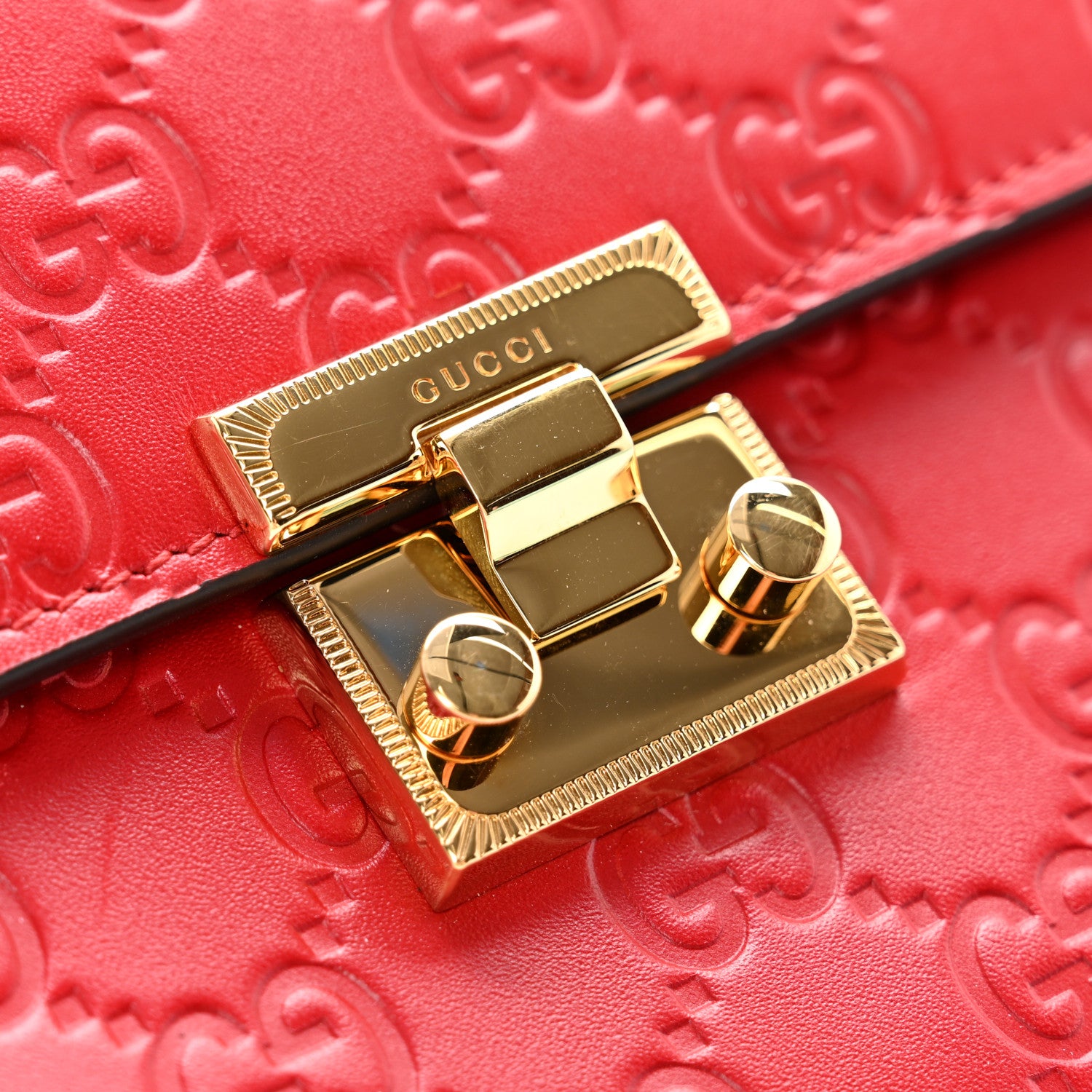 Gucci Guccissima Padlock Clutch Hibiscus Red 8 of 10