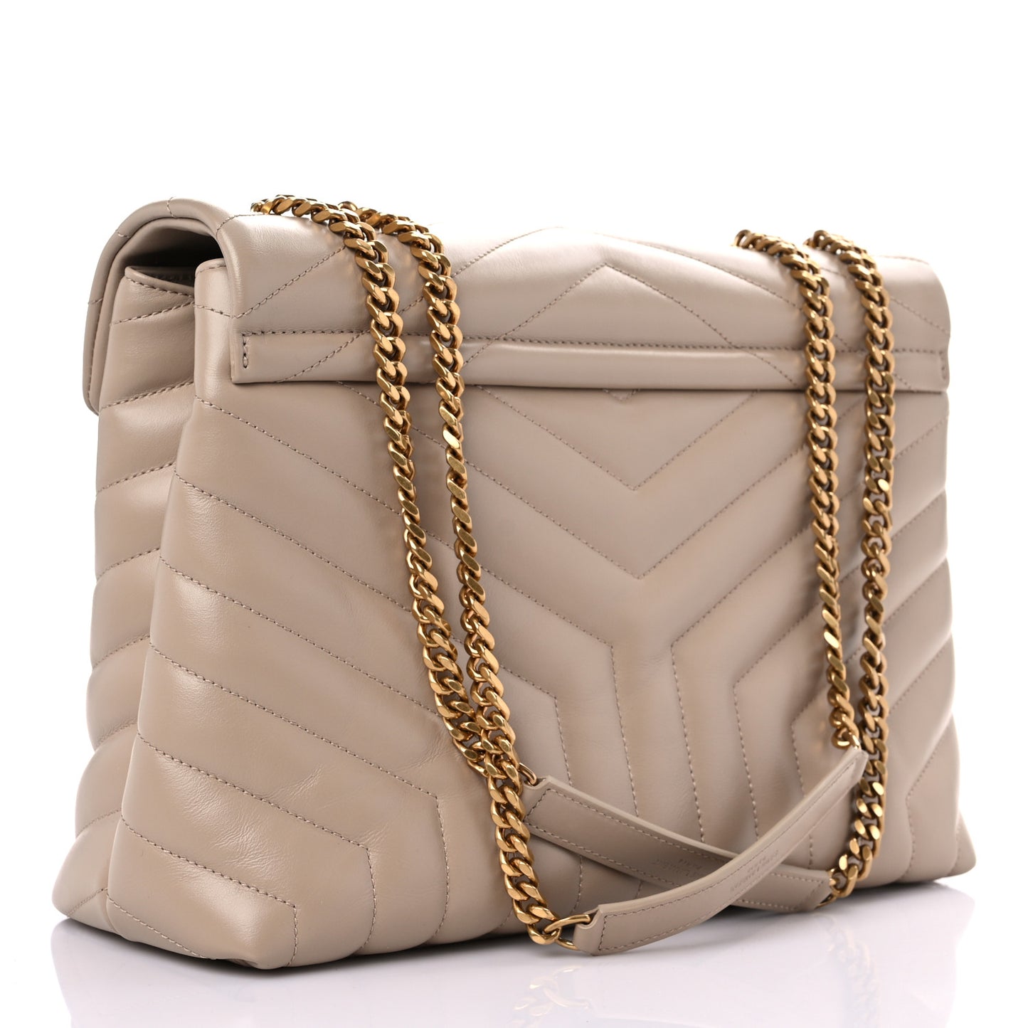 Calfskin Y Quilted Monogram Medium Loulou Chain Satchel Dark Beige