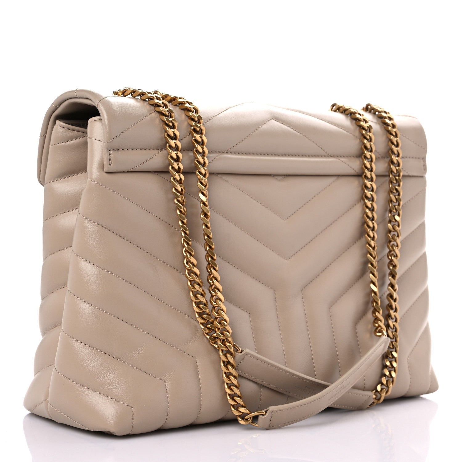 Saint Laurent Calfskin Y Quilted Monogram Medium Loulou Chain Satchel Dark Beige 3 of 10